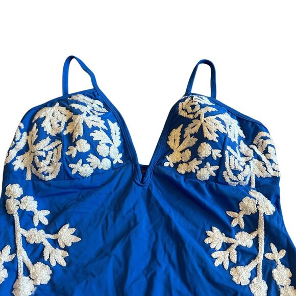 Amita Naithani One Piece Swimsuit Royal Blue Embroidered Size Small Women's - Picture 4 of 12